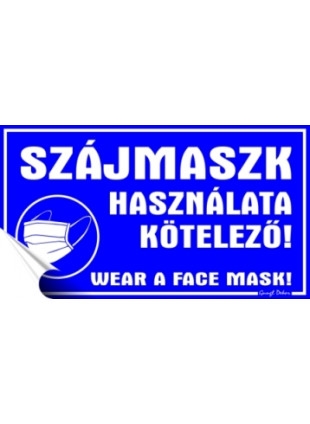 Dekortábla 25x14cm Szájmaszk használata kötelező - kétnyelvű