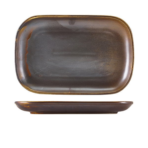 Terra porcelán ovális tál rusztikus rézbarna 29x19,5cm
