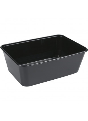 Műanyag szögletes alj 750ml + tető FEKETE 17,6X12,4X6cm PP 50db/cs. 300db/krt