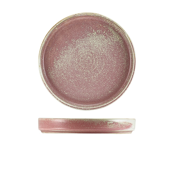 Terra porcelán tányér peremes rusztikus matt rózsaszin 21x2,1cm 24db/krt