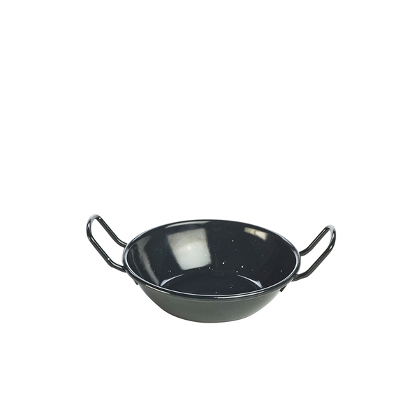 Zománcozott Paella tál füles fekete 14cm 6db/krt