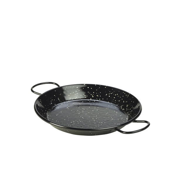 Fekete zománcozott paella tál füles 20cm 6db/cs