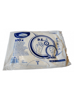 Fólia kesztyű egyszer használatos L-es- férfiaknak (LD-PE) 100db/cs (68117) (W)