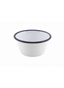 Zománcozott tálka kerek 12x6cm 5dl fehér kék peremmel 12db/krt