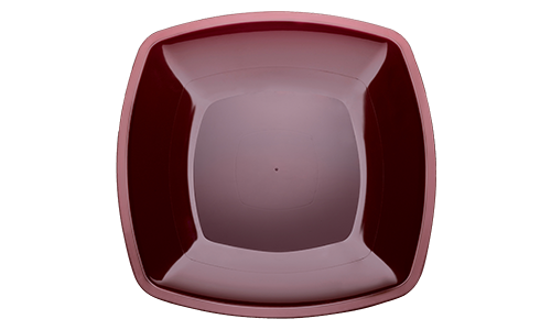 Műanyag lapos tányér szögletes 300mm (kb.500ml) bordó 12db/cs 144db/krt