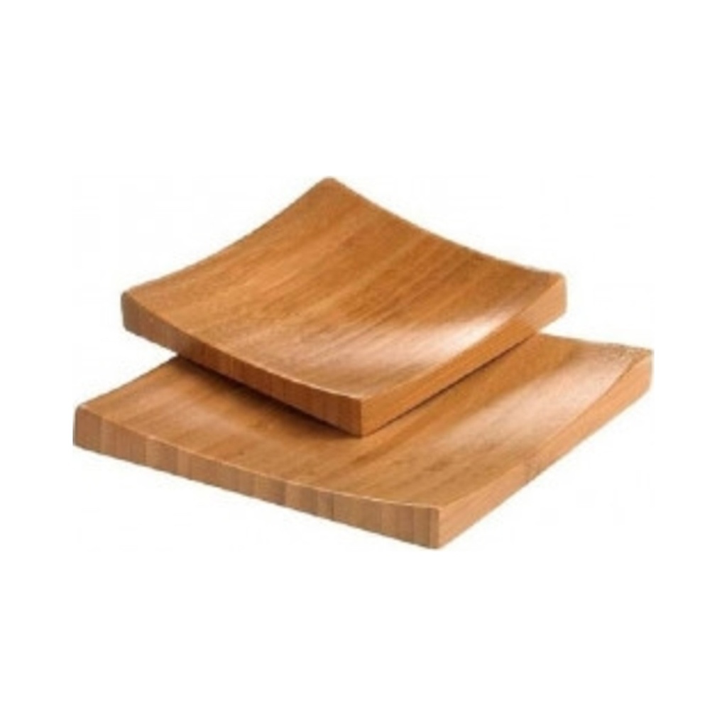 [S0064] Bambusz szögletes tálalólap 10x10x1,5cm 2db/cs