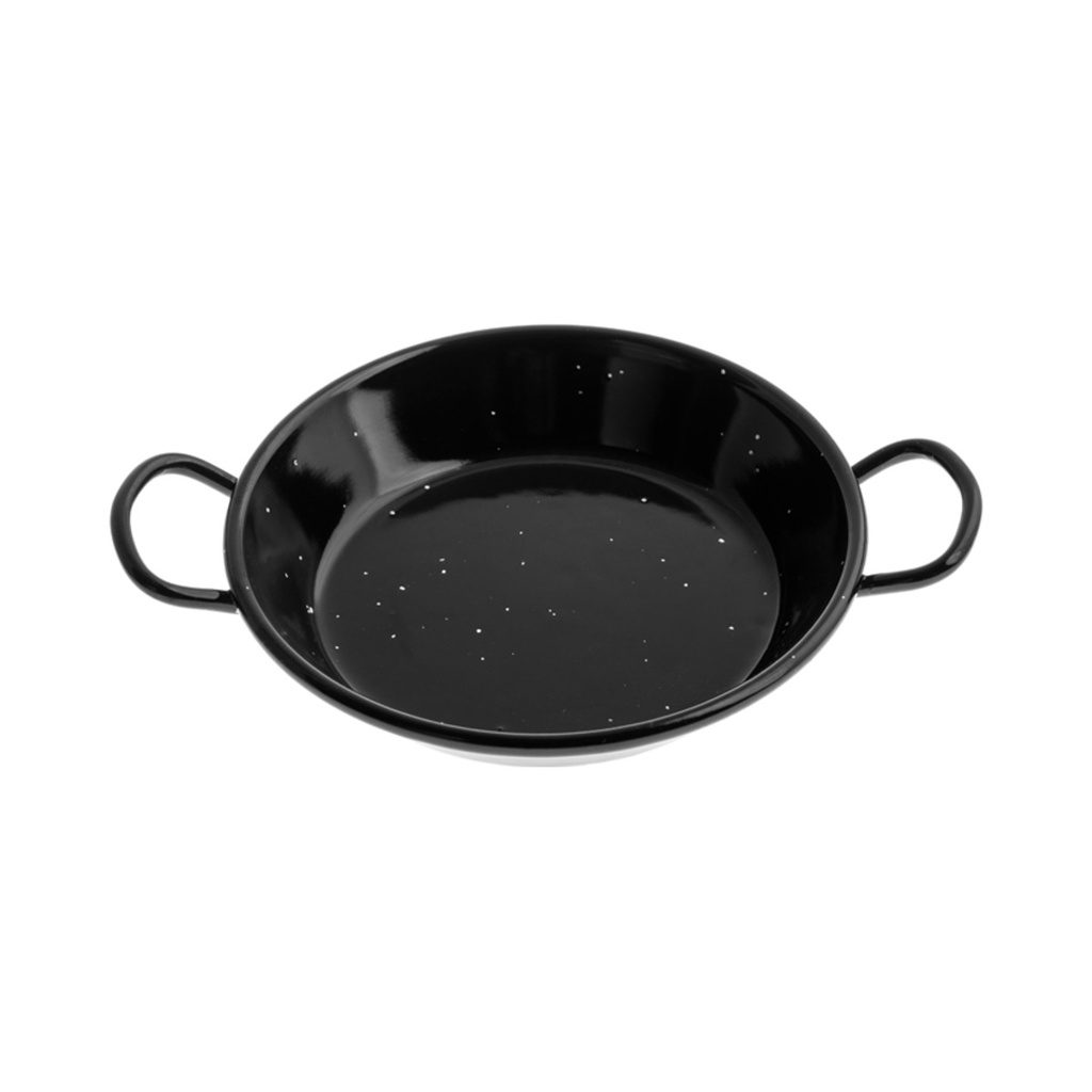 [E0212] Fekete zománcozott paella tál füles 12cm 10db/cs