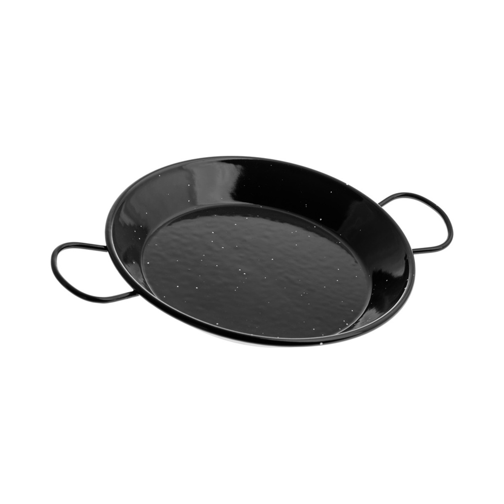 [E0220] Fekete zománcozott paella tál füles 20cm 6db/cs