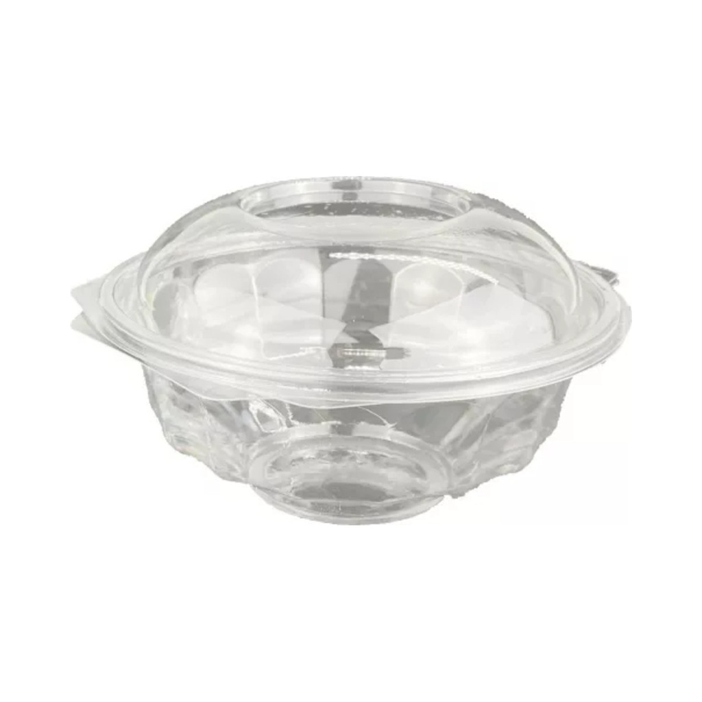 [L-333] Műanyag összecsukható garanciazáras kerek salátás doboz 375ml (PET) 50db/cs 400db/krt