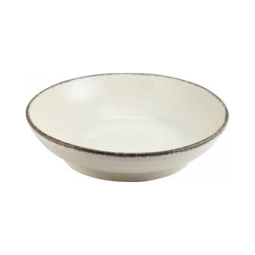 Terra kőporcelán tál fehér, szürke peremmel 27,5x6,5cm 2,1L 6db/krt
