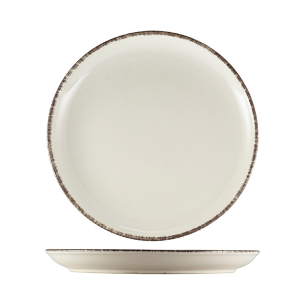 Terra kőporcelán tányér fehér, szürke peremmel 27,5cm 6db/krt