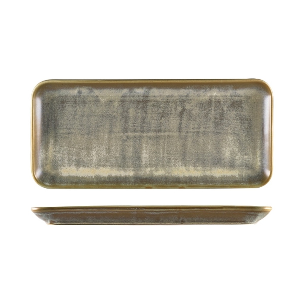 Terra porcelán szögletes tányér rusztikus szürke 36x16,5cm 6db/krt
