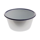 Zománcozott tálka kerek 12x6cm 5dl fehér kék peremmel 12db/krt
