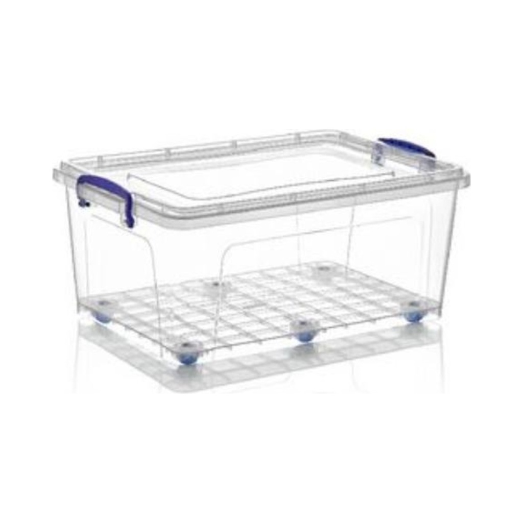 [DÜ26] Tároló doboz csatos 30L gurulós (55x37x24cm) 12db/krt