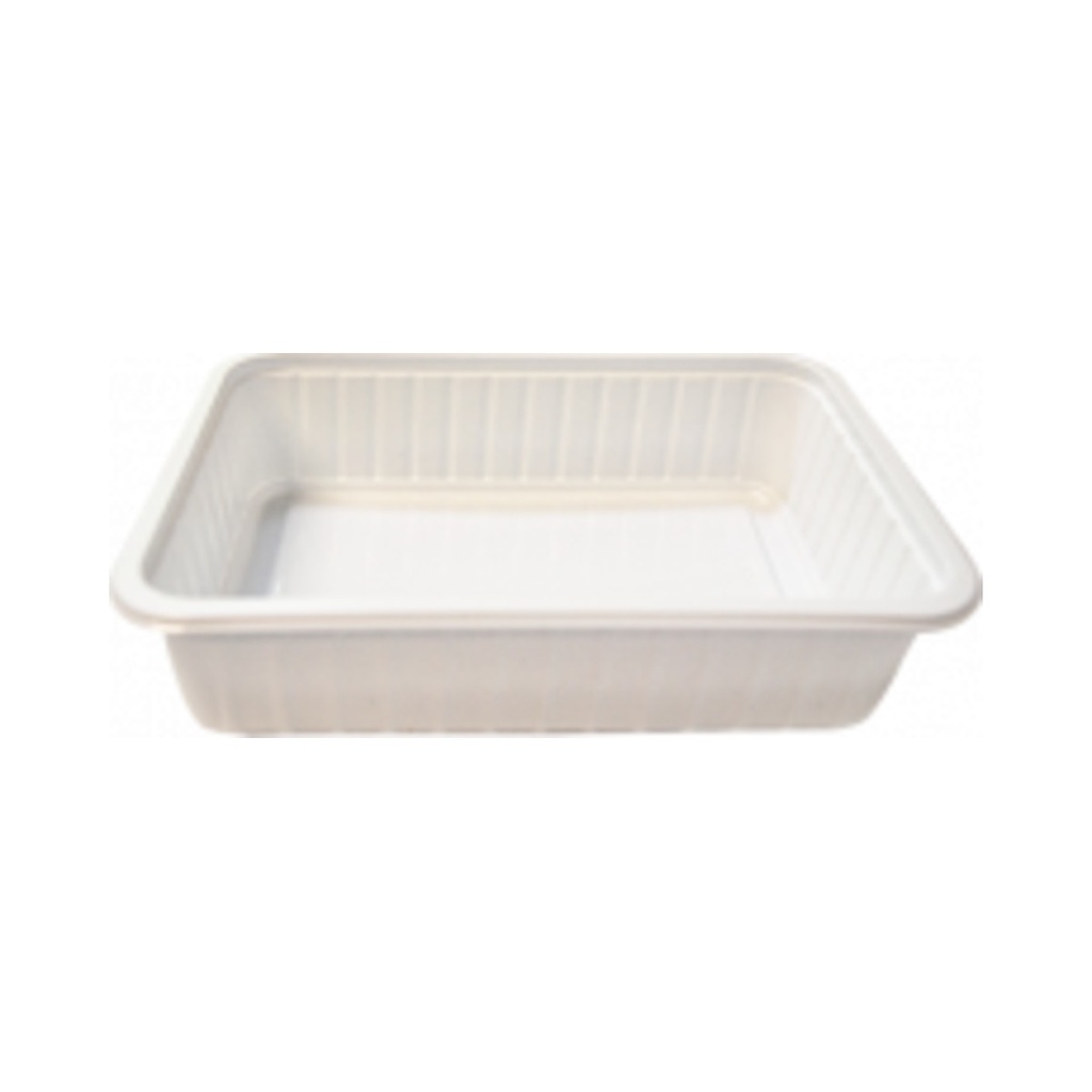 Műanyag szögletes alj 500ml PP (TCS) fehér könnyített 50db/cs 400db/krt