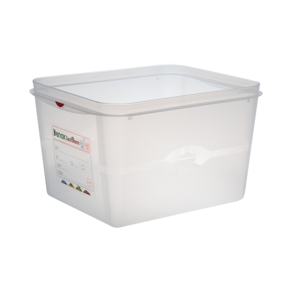 [80032490] Denox műanyag GN edény fedővel 1/2 200mm 12,5L (26,5 x 32,5 x 20 cm) 6db/krt.