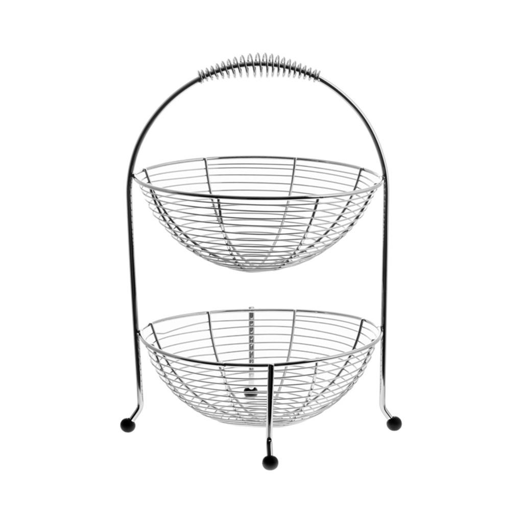 [APS-30325] Gyümölcstartó állvány 2 emeletes krómozott acél átm.:24cm; Ma.:35,5cm
