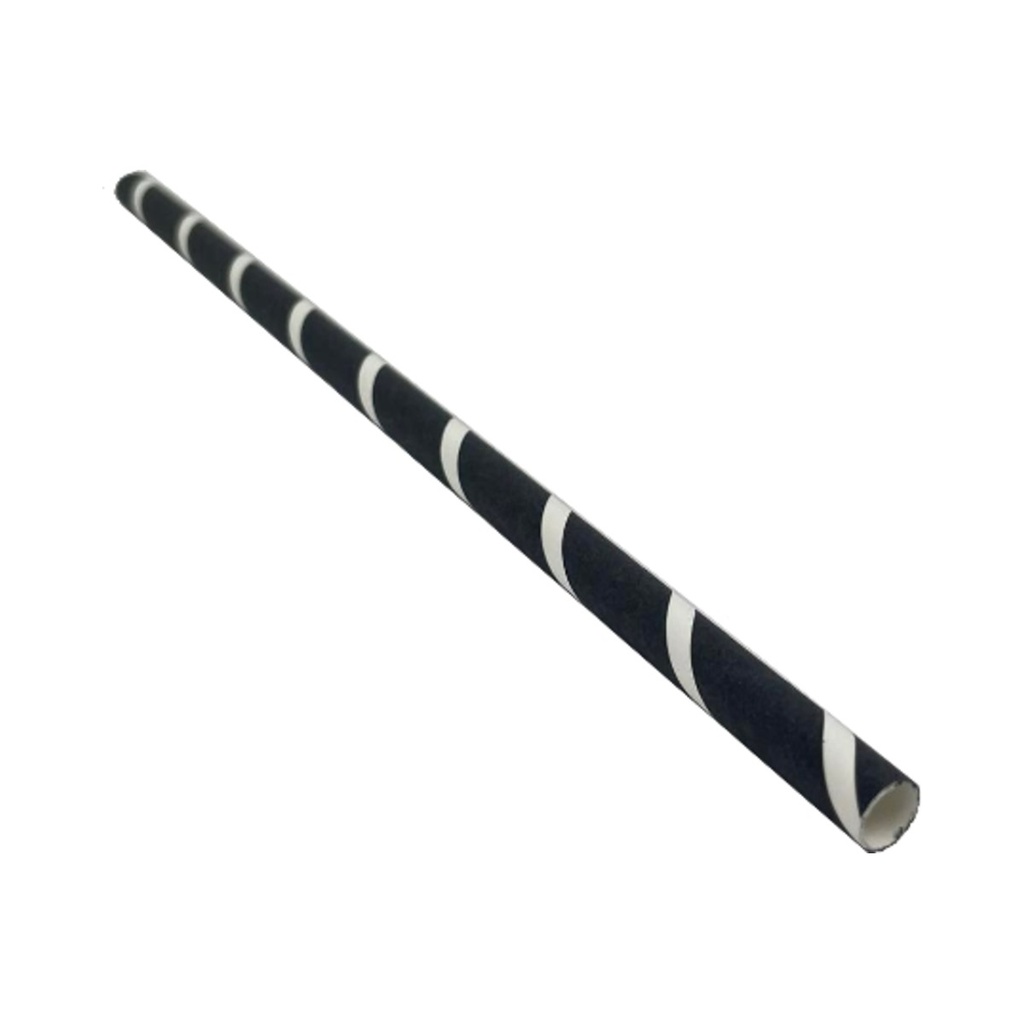 [2154] Papír szívószál fekete-fehér csíkos 8x230mm 150db/cs 23cs/krt
