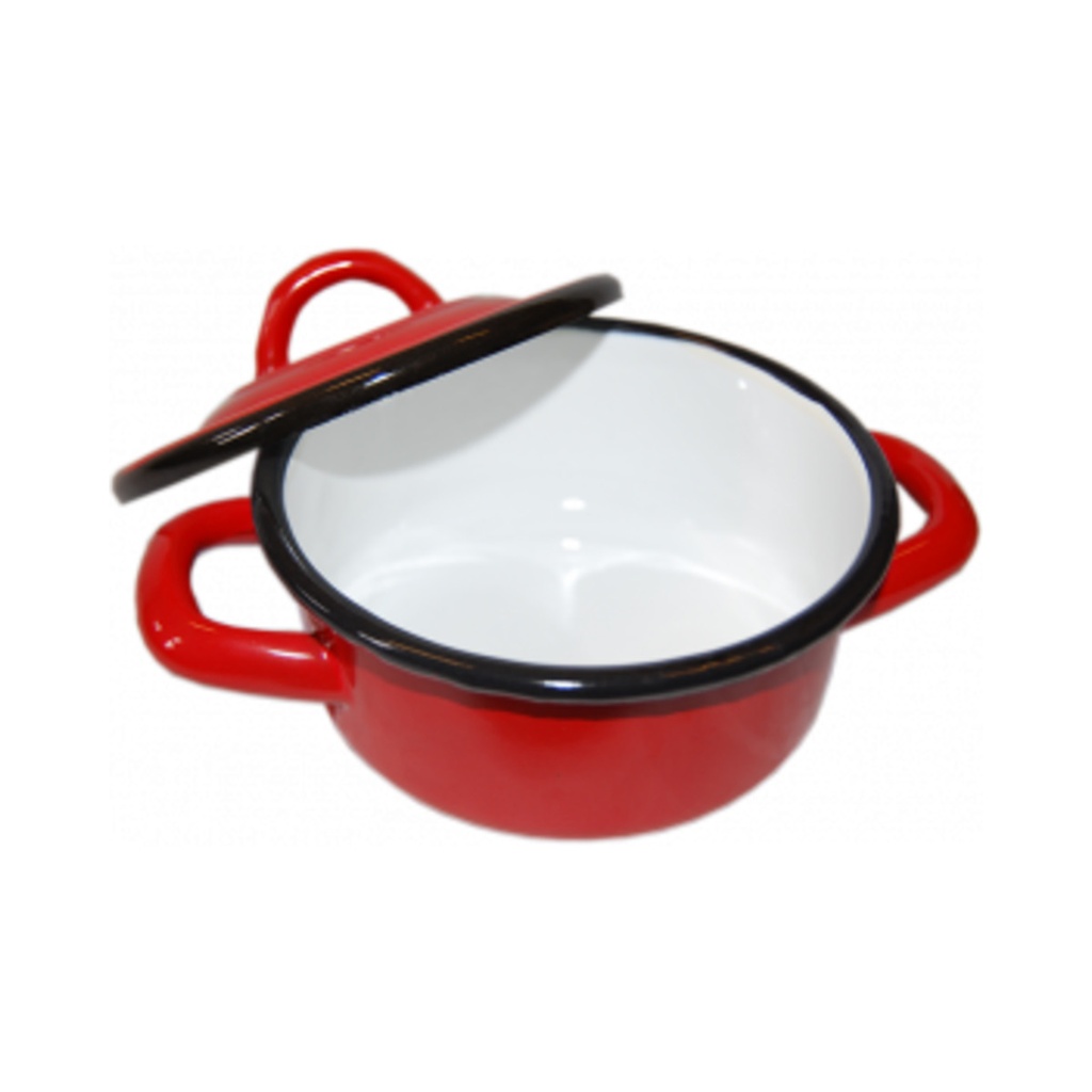 [13+39/12] Zománcozott lábas+fedő 0,5liter piros