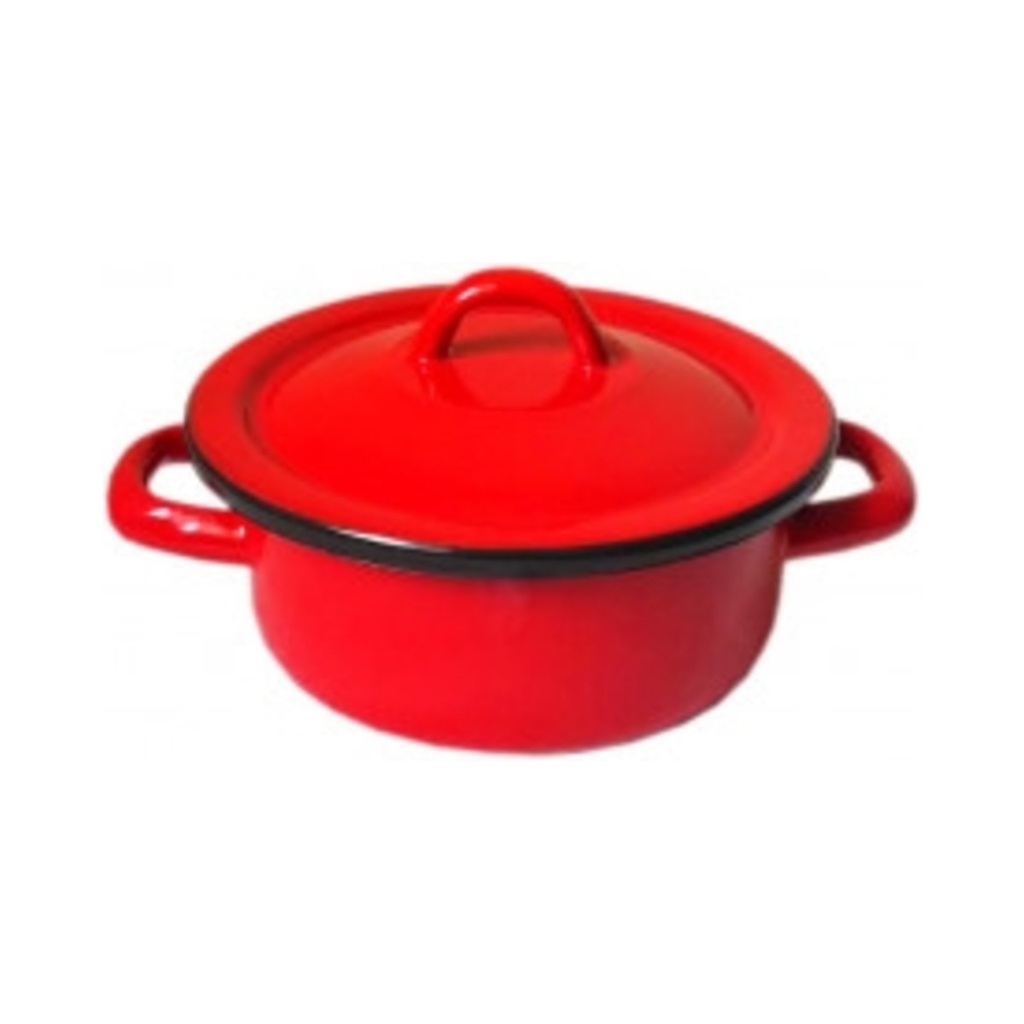 [13+39/15] Zománcozott lábas+fedő 1liter piros 12db/krt