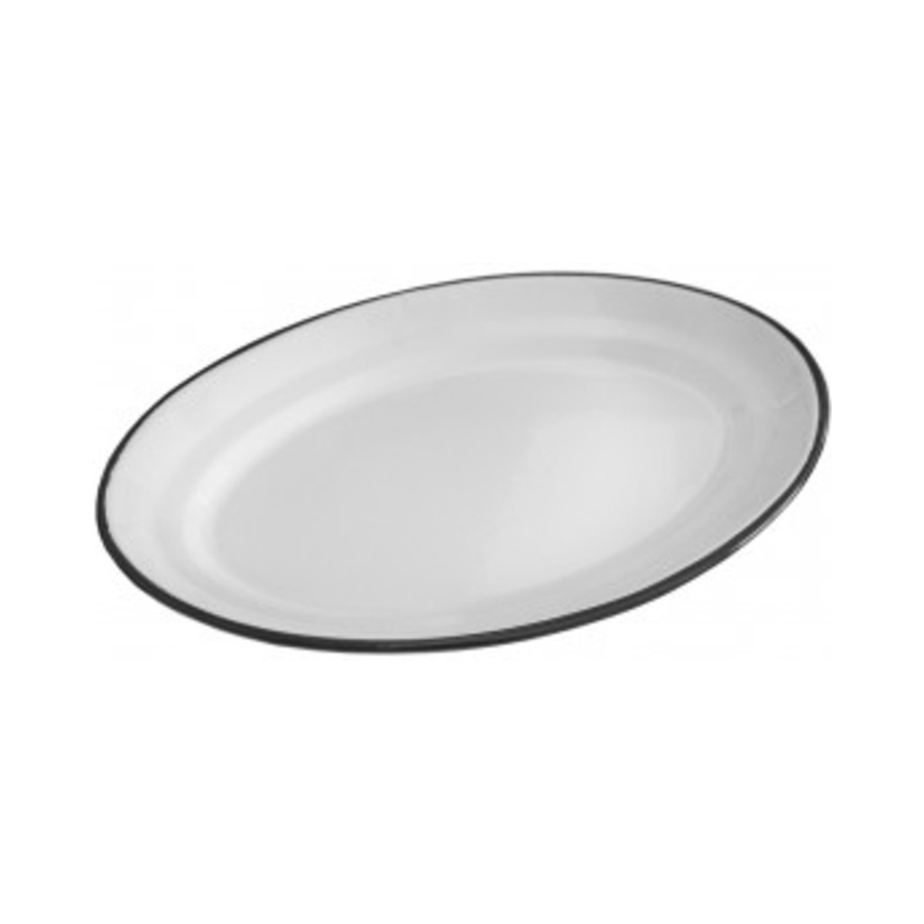[96/40] Zománcozott ovális tányér 40cm fekete peremmel 6db/krt