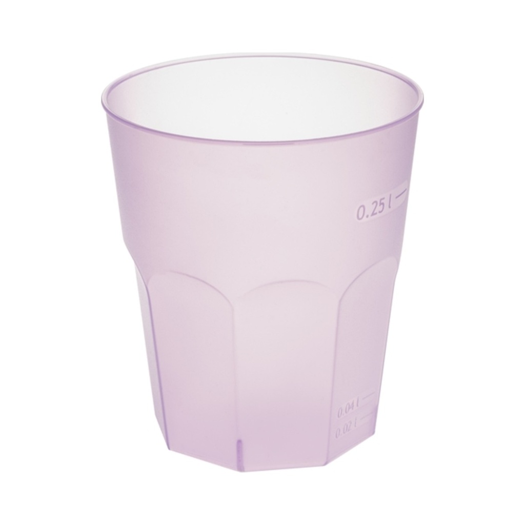 [3875-72F] Koktélos pohár PP opálos lila 350ml (2, 4 és 25cl-nél jel.) 20db/cs 420db/krt KIFUTÓ