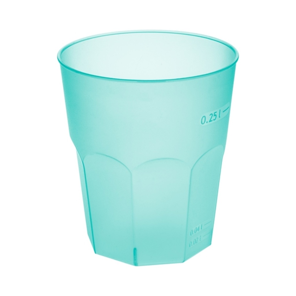 [3875-73F] Koktélos pohár PP opálos türkiz 350ml (2, 4 és 25cl-nél jel.)  20db/cs 420db/krt KIFUTÓ