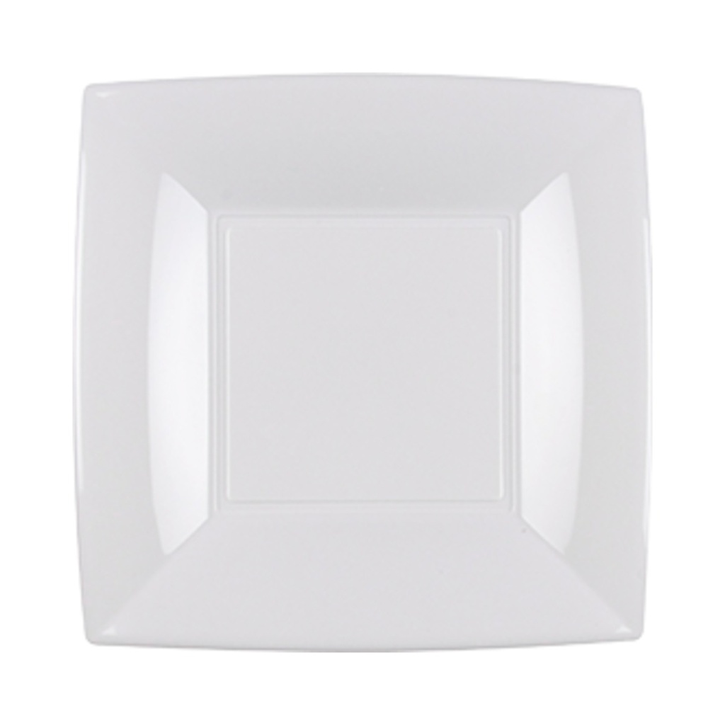 [8052-11] Műanyag desszert tányér szögletes 180mm fehér 25db/cs 300db/krt