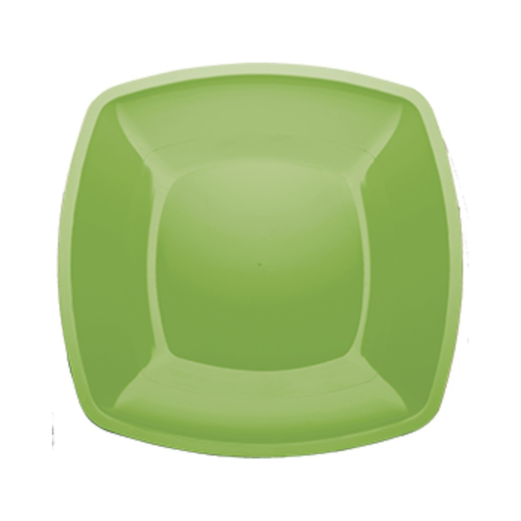 Műanyag lapos tányér szögletes 300mm (kb.500ml) zöld 12db/cs 144db/krt.