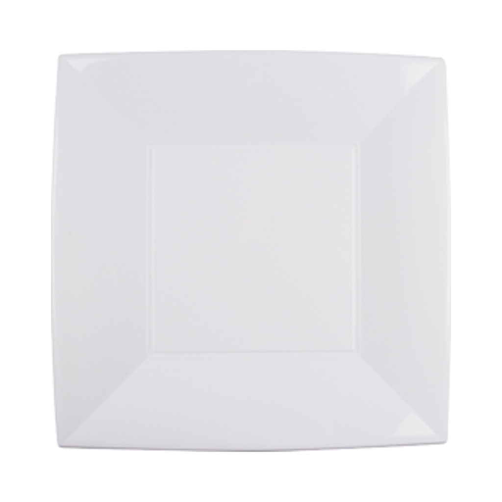 [8056-11] Műanyag lapos tányér szögletes fehér 290mm PP 12db/cs 144db/krt