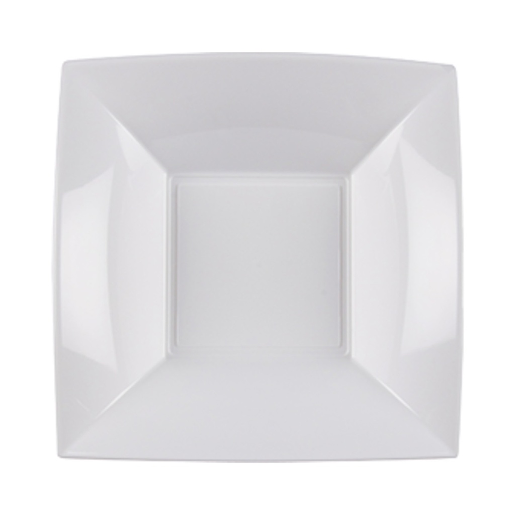 [8057-11] Műanyag mély tányér szögletes 180 mm fehér 25db/cs 300db/krt