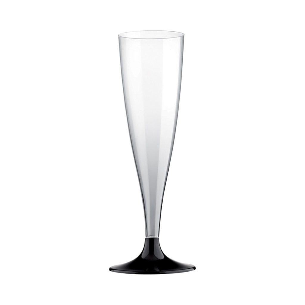 [7571-19] Műanyag pezsgős flőte EASY fekete talppal PS 140ml 20db/cs 400db/krt (EU jelölt)