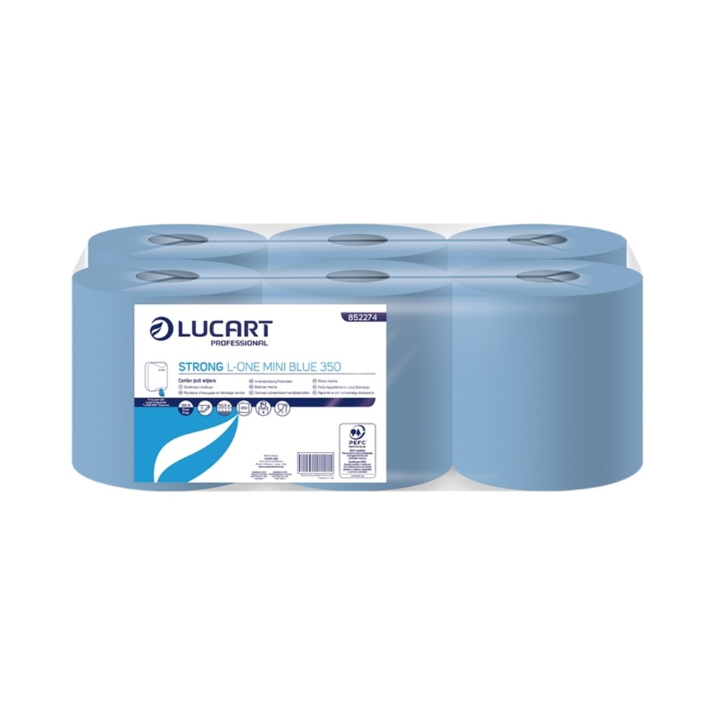 [852274] Strong L-ONE MINI Blue 350 papírtörlő 6tek/krt (892288 adagolóhoz)