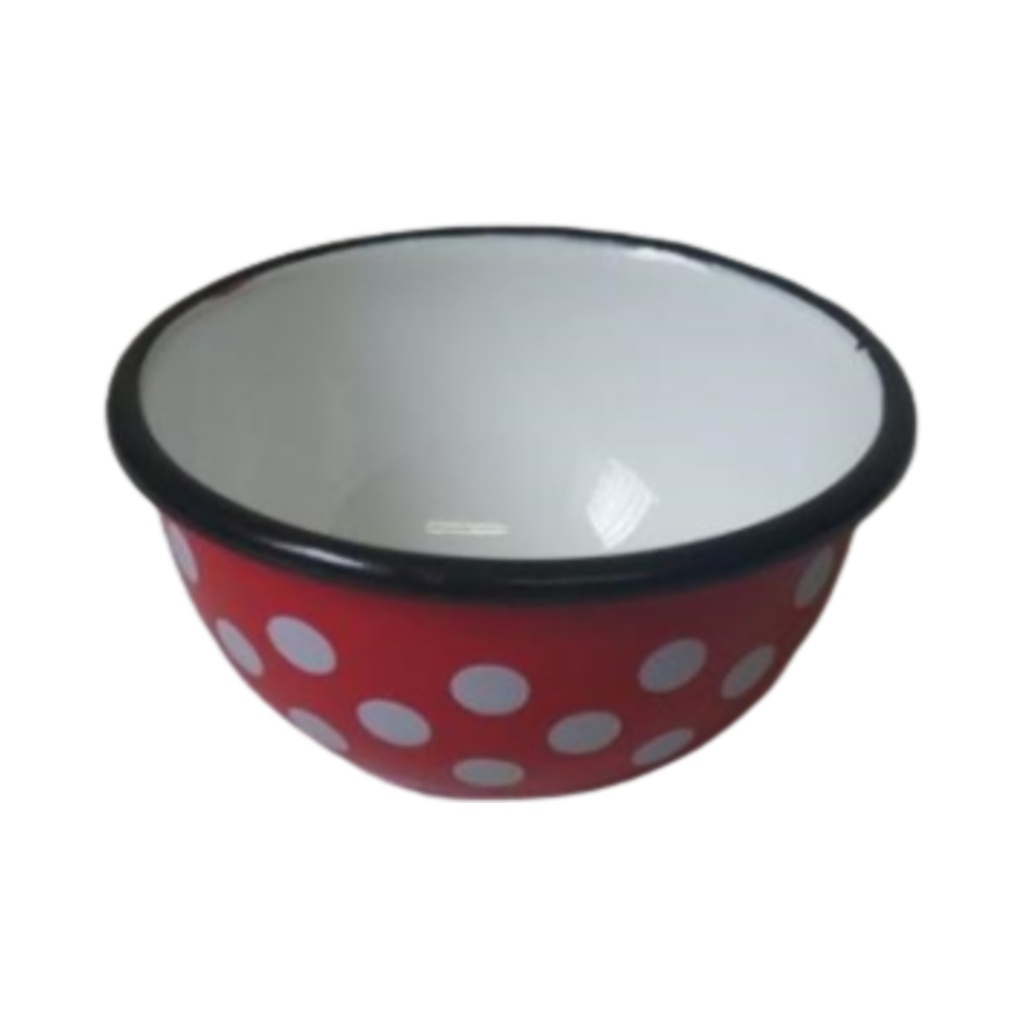 Zománcozott műzlis tál pöttyös 12cm 12db/krt