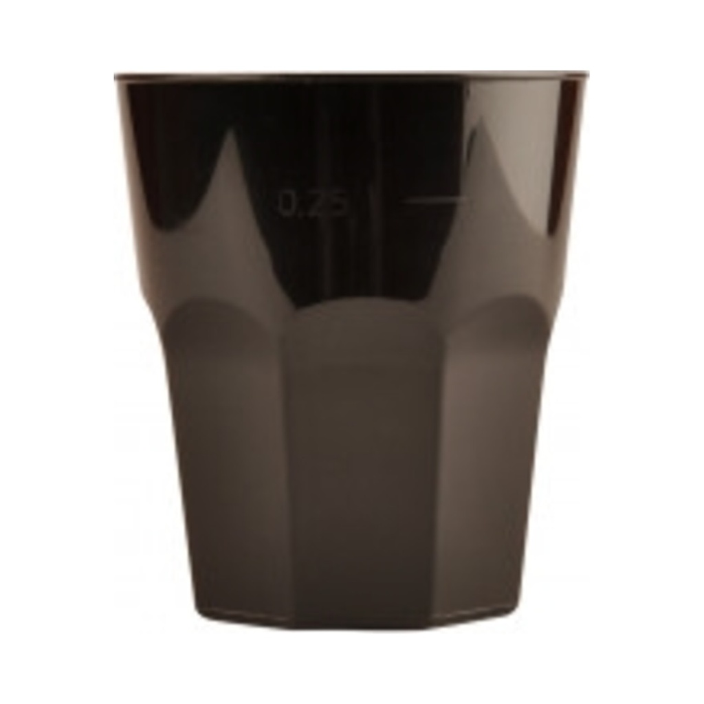 [4075-19] PP Műanyag fekete whiskys pohár 250ml-nél jelölve 20db/cs 420db/krt KIFUTÓ