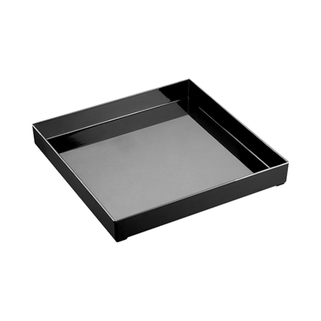 Szögletes műanyag tálca fekete 30x30x3,5cm 9db/krt