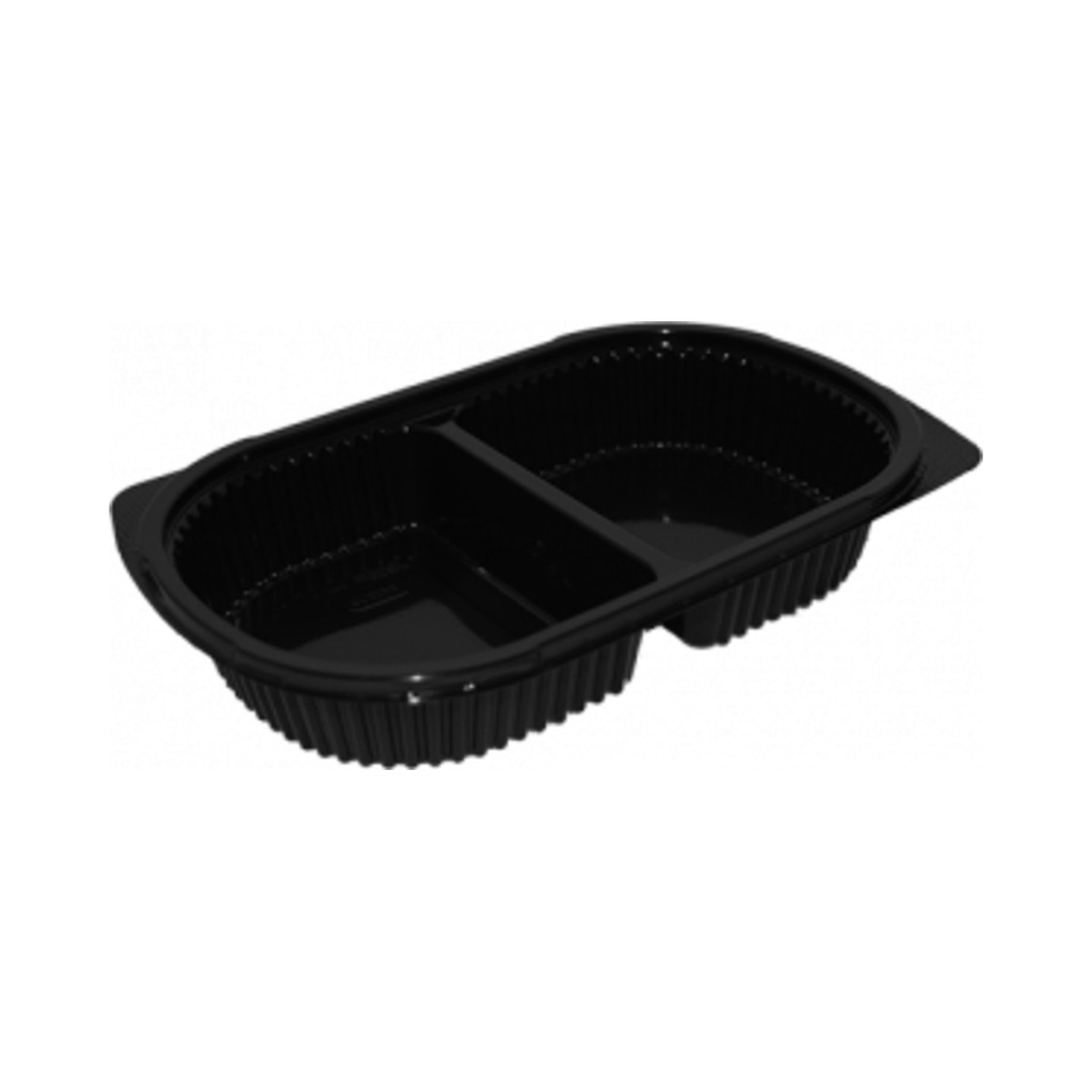 Műanyag ovális alj fekete 2 részes 650ml 240X155X40mm (PP) 50db/cs 250db/krt