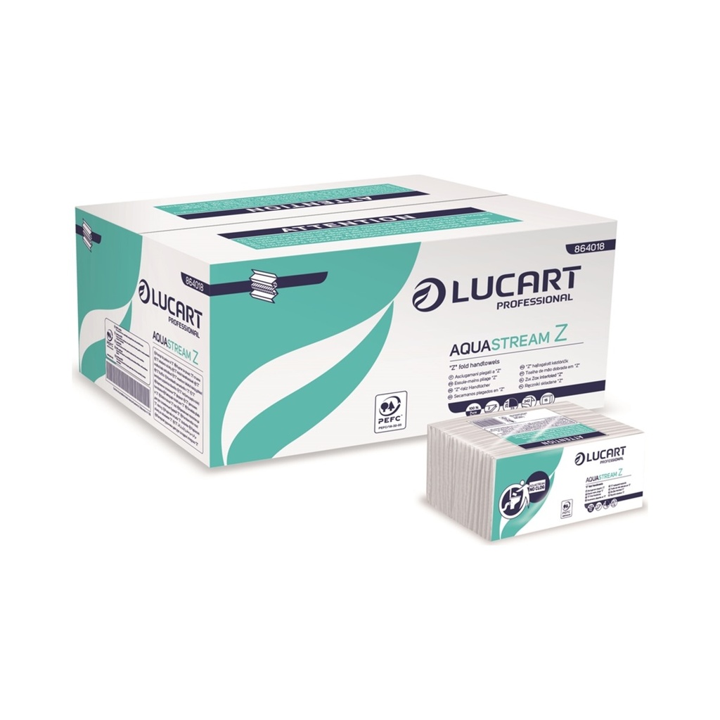 Aquastream Z hajtogatott papírtörlő 2 rét. (Lap méret: 23x23,5cm) 242lap/cs 15cs/krt