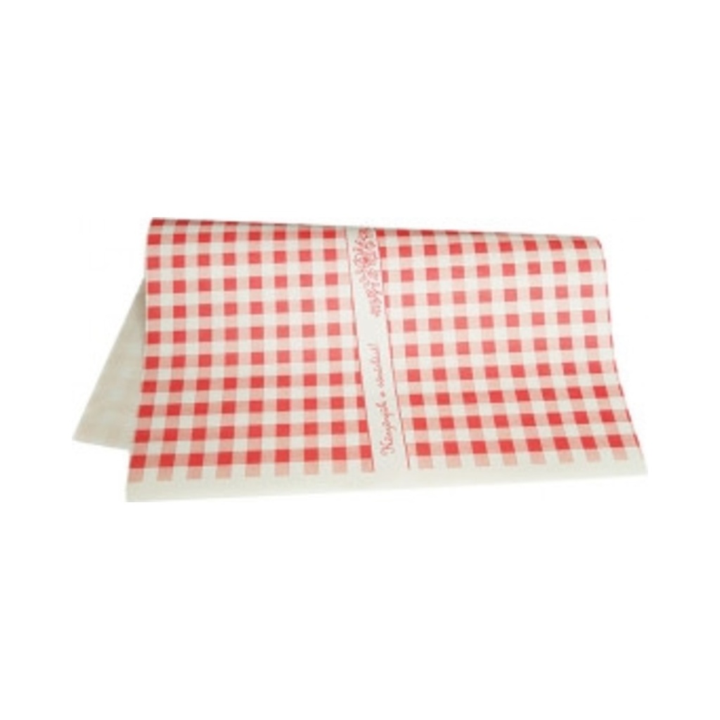 [453040] Húscsomagoló papír piros-fehér kockás 30x40cm 45gr 10kg/cs
