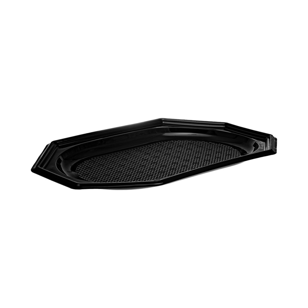 Műanyag fekete oktagon szervírozó tálca 35x25x2cm (1165) 10db/cs 100db/krt