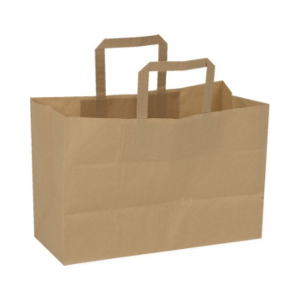 Szalagfüles papírtáska barna 32x22x26cm 21L 250db/krt