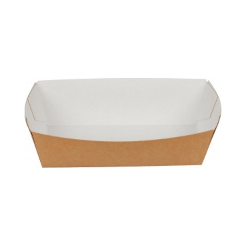 [131941] Sültkrumplis papír tálka barna/fehér 13,8x6,7x4,3cm 90db/cs 540db/krt ÚJ