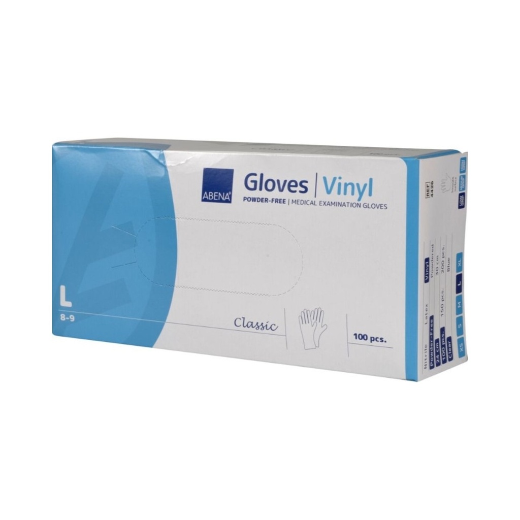 Vinyl púdermentes kesztyű L-es (AB) ÁTLÁTSZÓ 100db/dob 10dob/krt