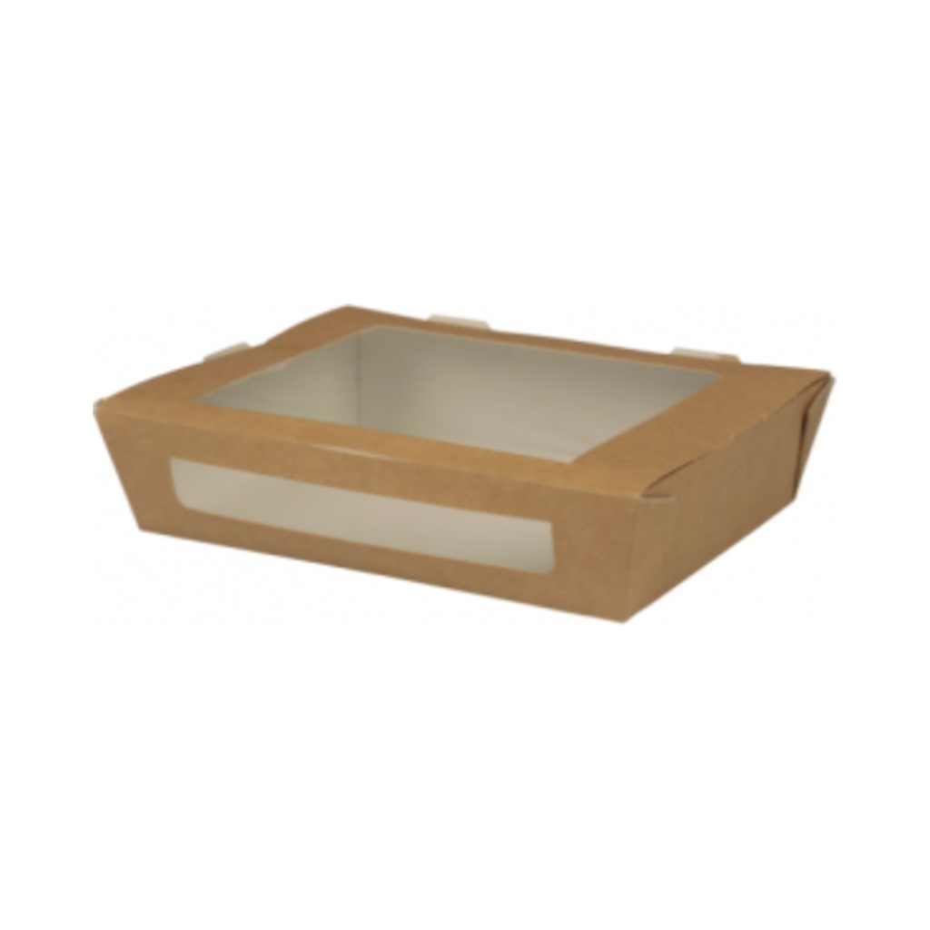 [131735] Összecsukható kraft Duni ablakos papírdoboz 20x15,5x4,5cm 1200ml 200db/krt