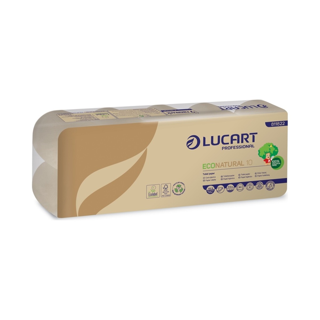 [811822B] Eco Natural 10 wc papír 2 rét. (17,6m 160lap/tek) 10tek/cs 12cs/krt