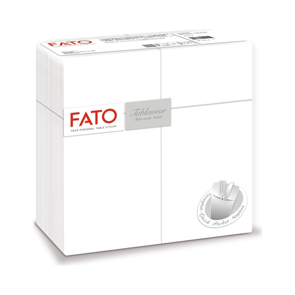 Evőeszköztartós szalvéta airlaid quick pocket fehér (40x40cm) 40db/cs 12cs/krt