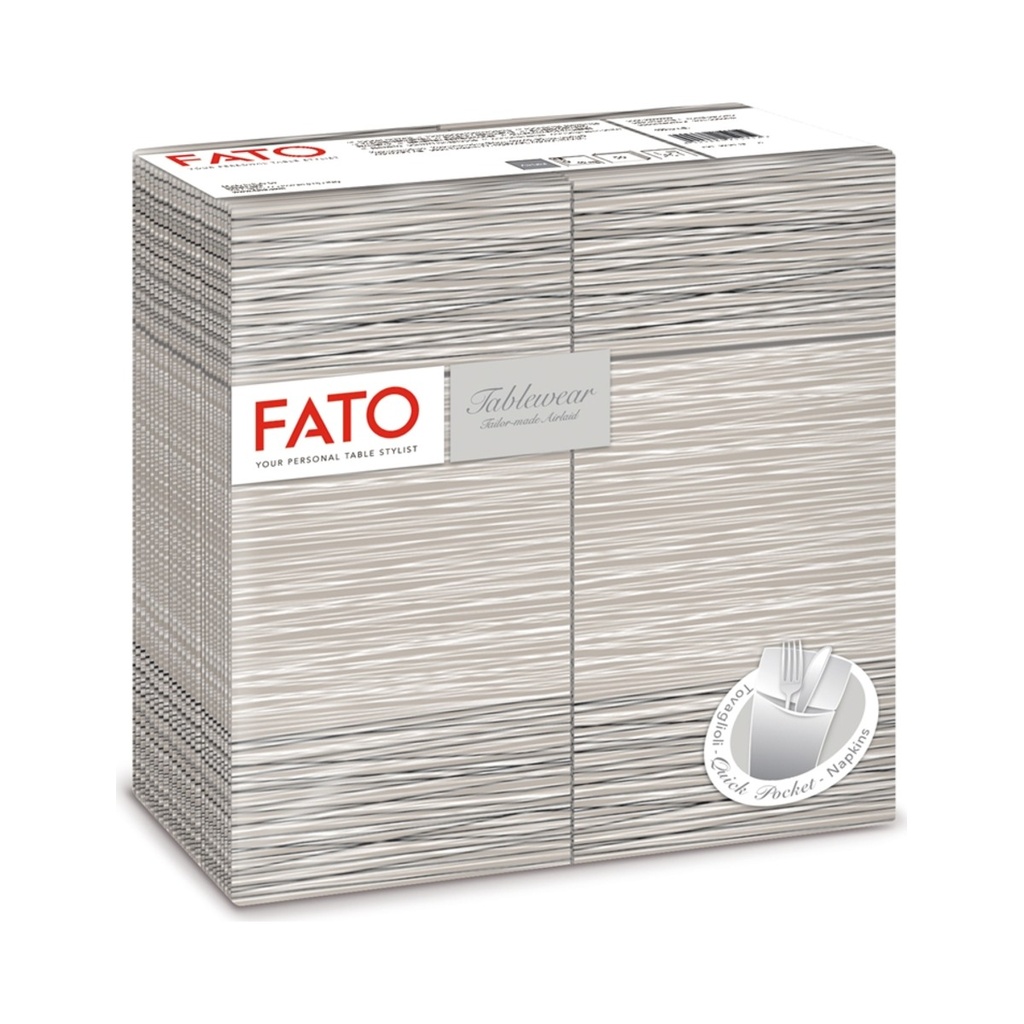 Evőeszköztartós szalvéta airlaid quick pocket szürkés fekete (40x40cm) 40db/cs 12cs/krt