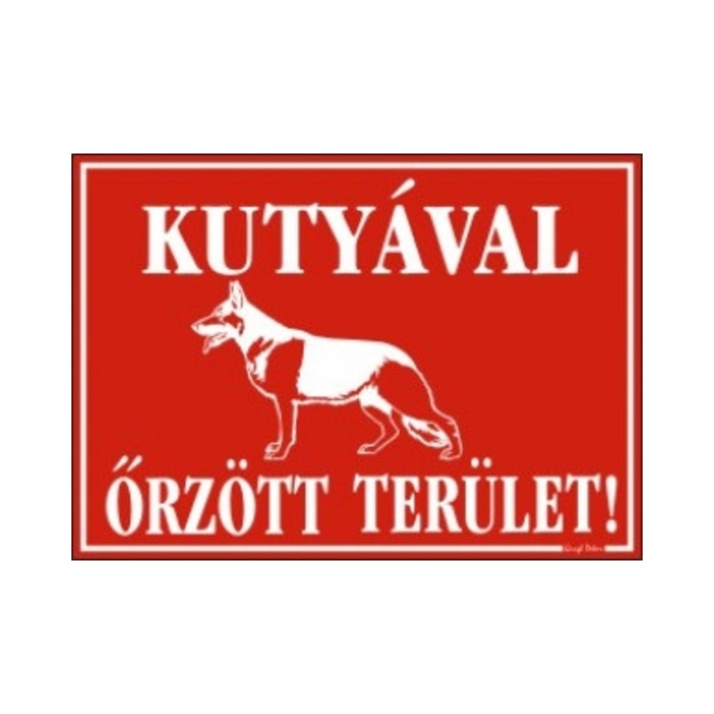 [GT5] Dekortábla 25X35cm Kutyával őrzött terület
