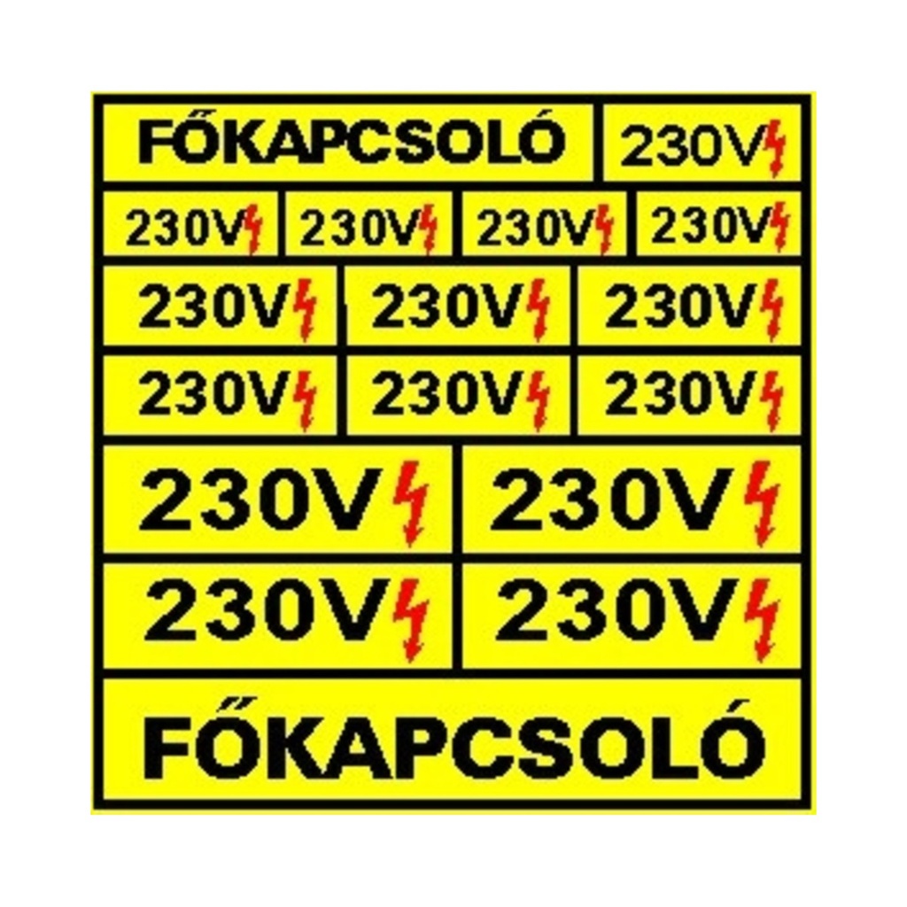 Öntapadós matrica 10x10cm Vigyázz 230V (2db)