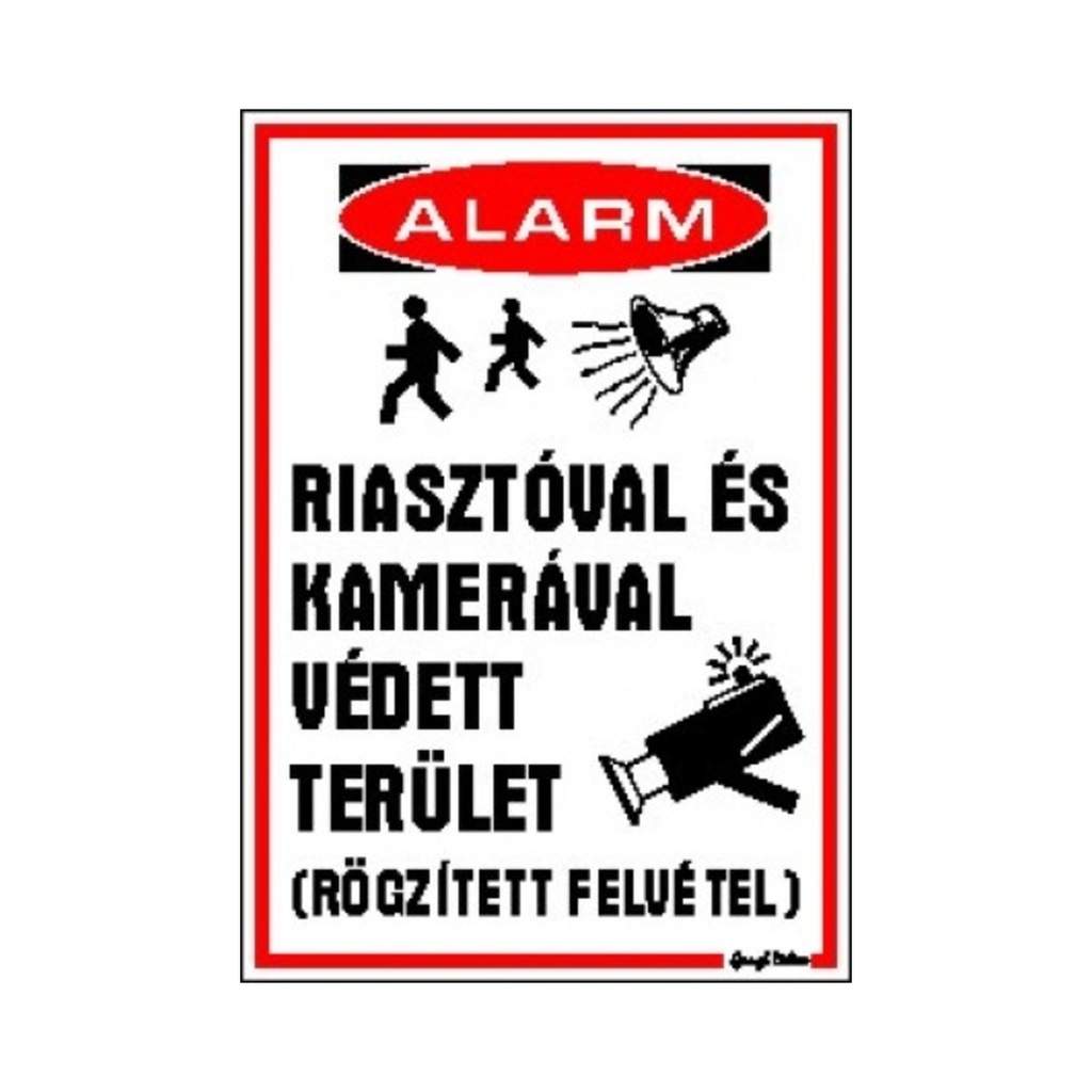 [C20] Öntapadós matrica A/5 17,5x25cm Riasztóval és kamerával védett terület
